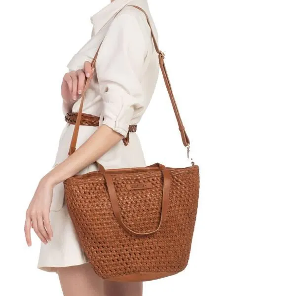 bolso tote de mujer con piel trenzada