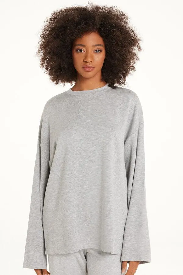 Camiseta de Manga Larga Afelpada con Corte Oversize