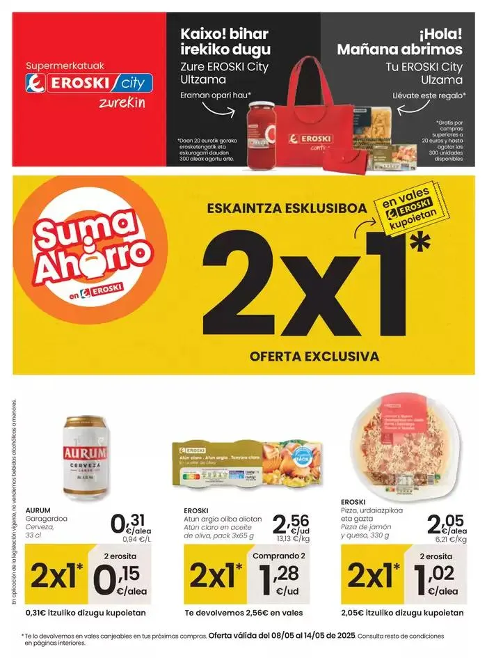 Catálogo de ¡Hola! Mañana abrimos Tu Eroski City Ulzama 8 de mayo al 14 de mayo 2025 - Página 1