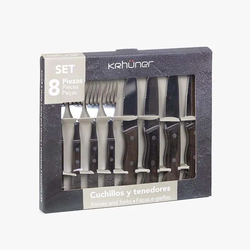 KRHÜNER SET 4 CUCHILLOS CON 4 TENEDORES