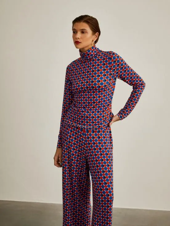 Jersey de cuello alto con estampado geométrico