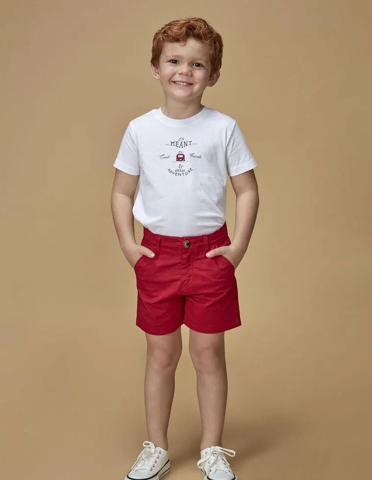 Pantalón chino corto de sarga rojo