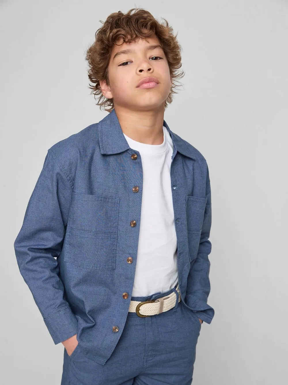 1,5-12 años | Sobrecamisa en mezcla de lino The Edit