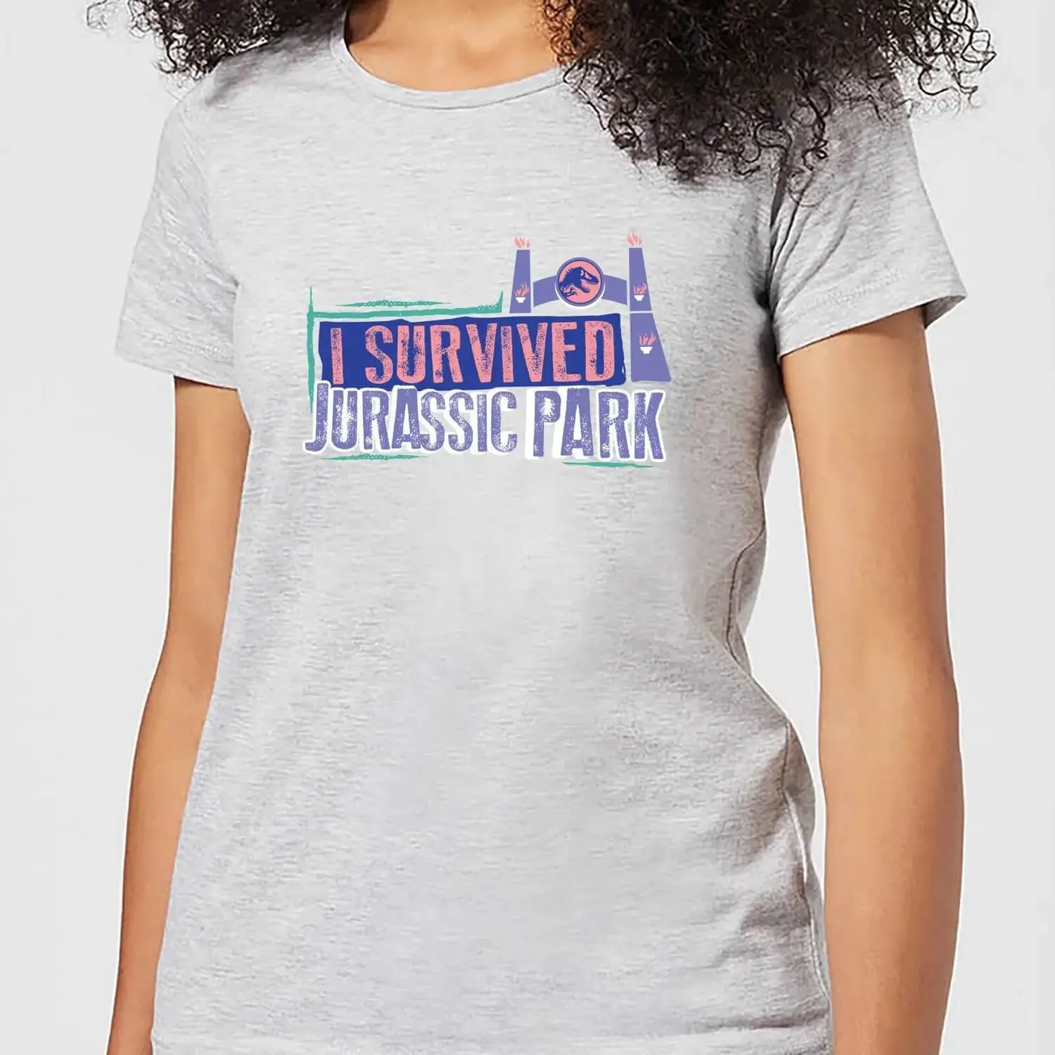 Camiseta Jurassic Park I Survived Jurassic Park para mujer - Gris