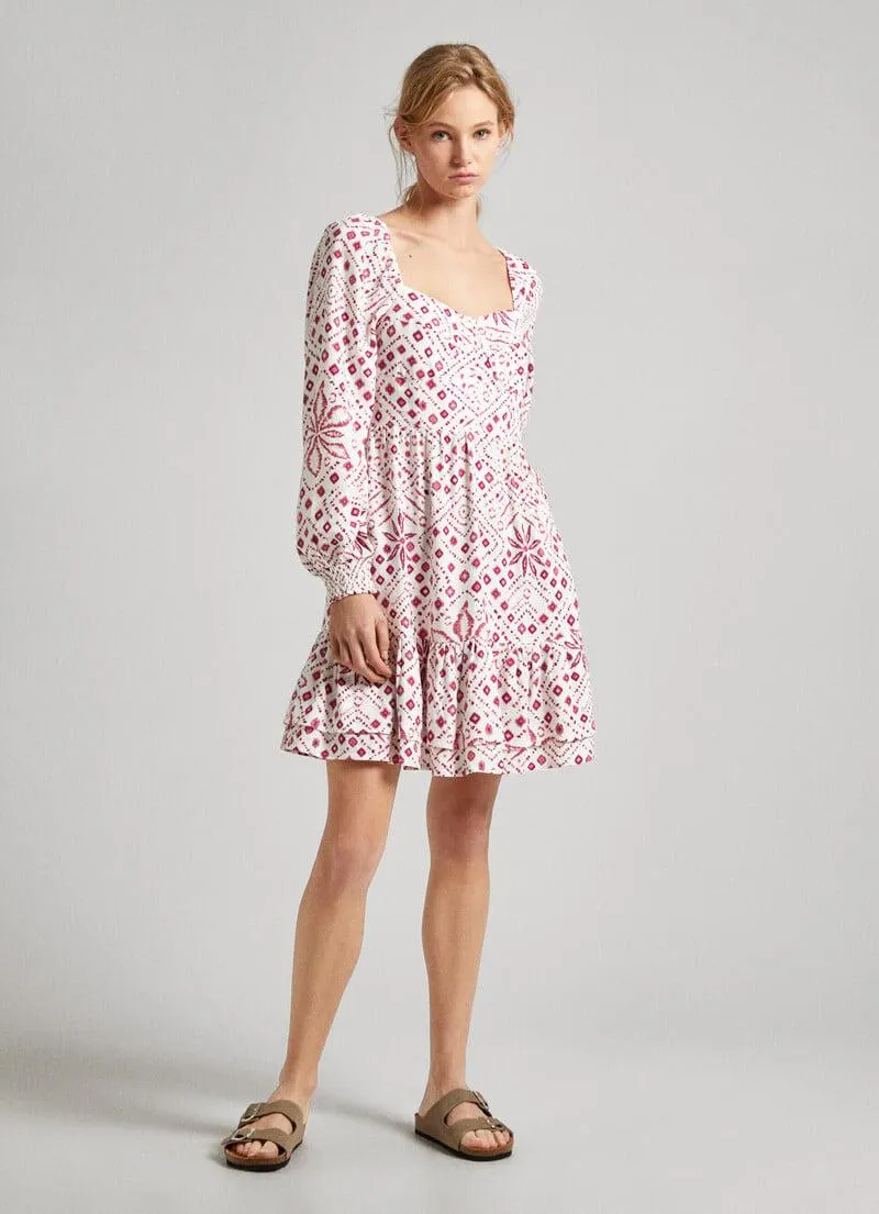 VESTIDO CORTO ESTAMPADO GEOMÉTRICO