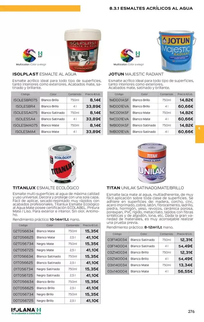 Catálogo de PINTURAS – TARIFA ISOLANA 1 de marzo al 31 de diciembre 2025 - Página 10