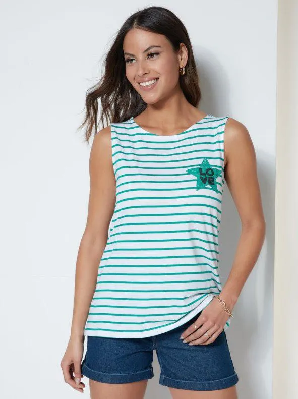 Camiseta sin mangas de rayas tejidas