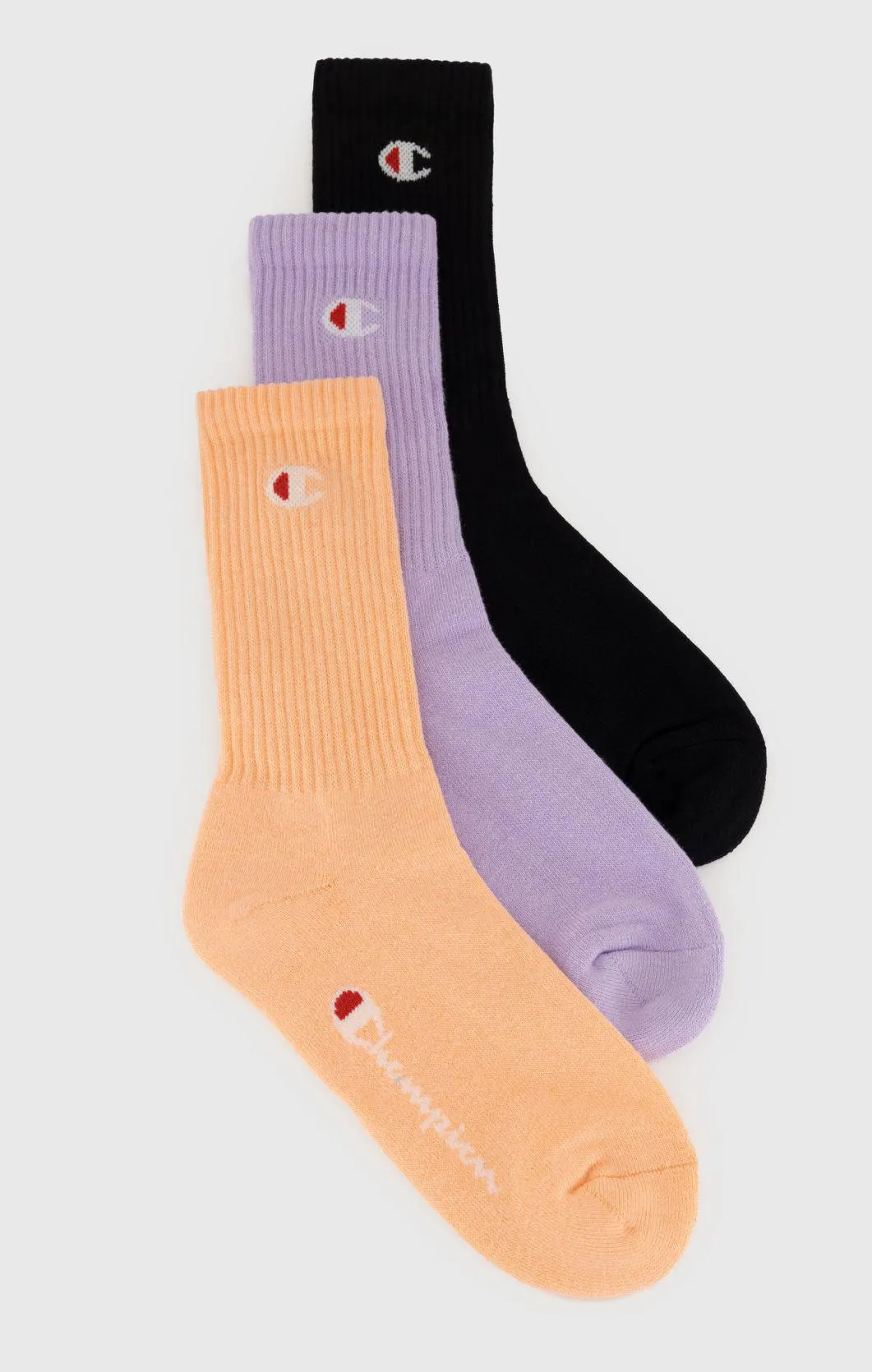 Peach Paquete de tres pares de calcetines crew con el logotipo de la «C»