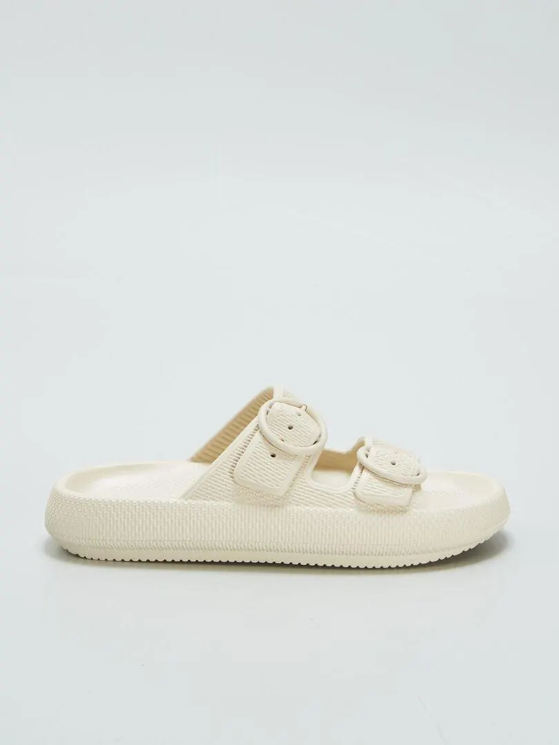 Mules con hebillas - BEIGE