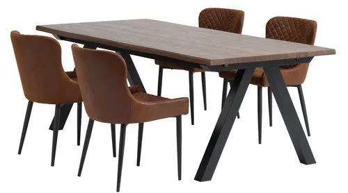Mesa SANDBY L210 roble oscuro + 4 PEBRINGE marrón/negro
