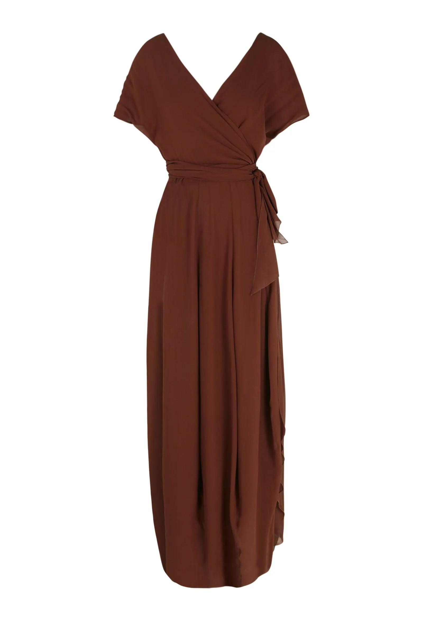 Saona, vestido en seda rojo coral