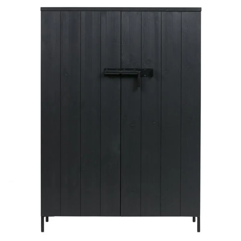 Bruut pine wardrobe 2 doors, black