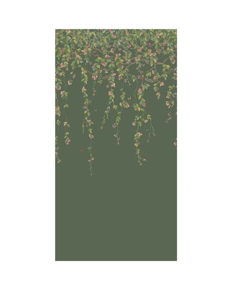 PAPEL PINTADO Hummingbirds Flora Fuchsia On Racing Green 124-2012