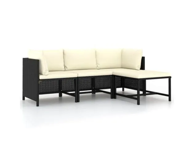 Vidaxl set de sofás de jardín 4 piezas y cojines ratán sintético negro