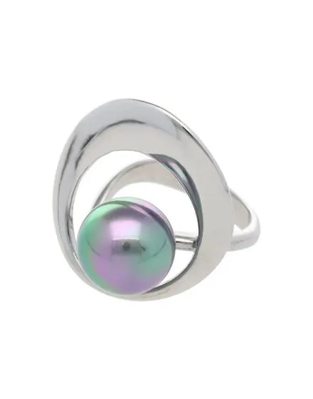 Anillo con perla gris Petra en acero