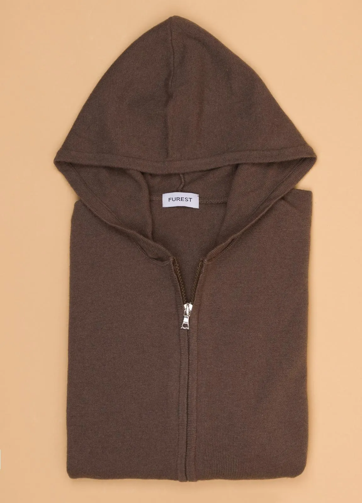 Chaqueta cremallera FUREST COLECCIÓN con capucha, color marrón