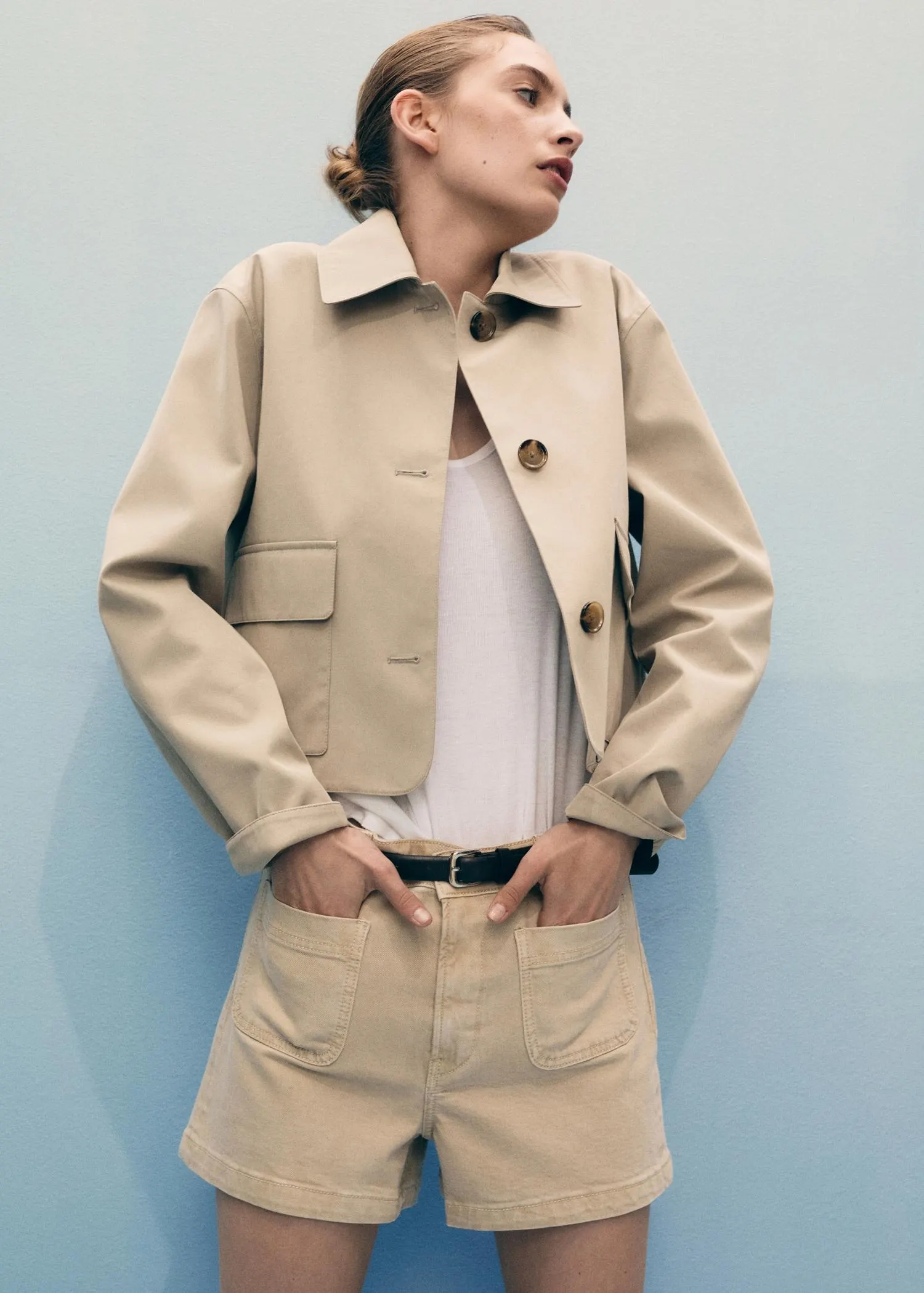 Shorts vaqueros tiro alto bolsillos