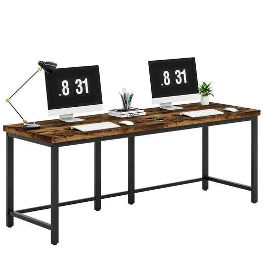 Tribesigns 200*60*76cm escritorio doble para ordenador, estación de trabajo extra larga para 2 personas para oficina en casa