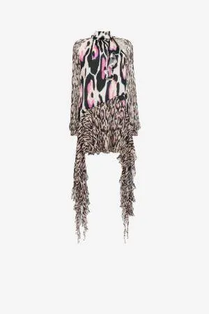 Vestido mini con volantes y estampado Jaguar