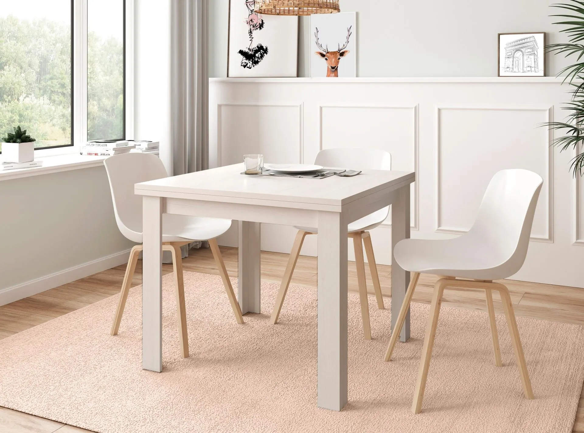 Mesa extensible tipo libro de 90x90 cm