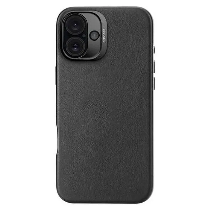 Funda de piel DECODED para iPhone 16 Plus Negro