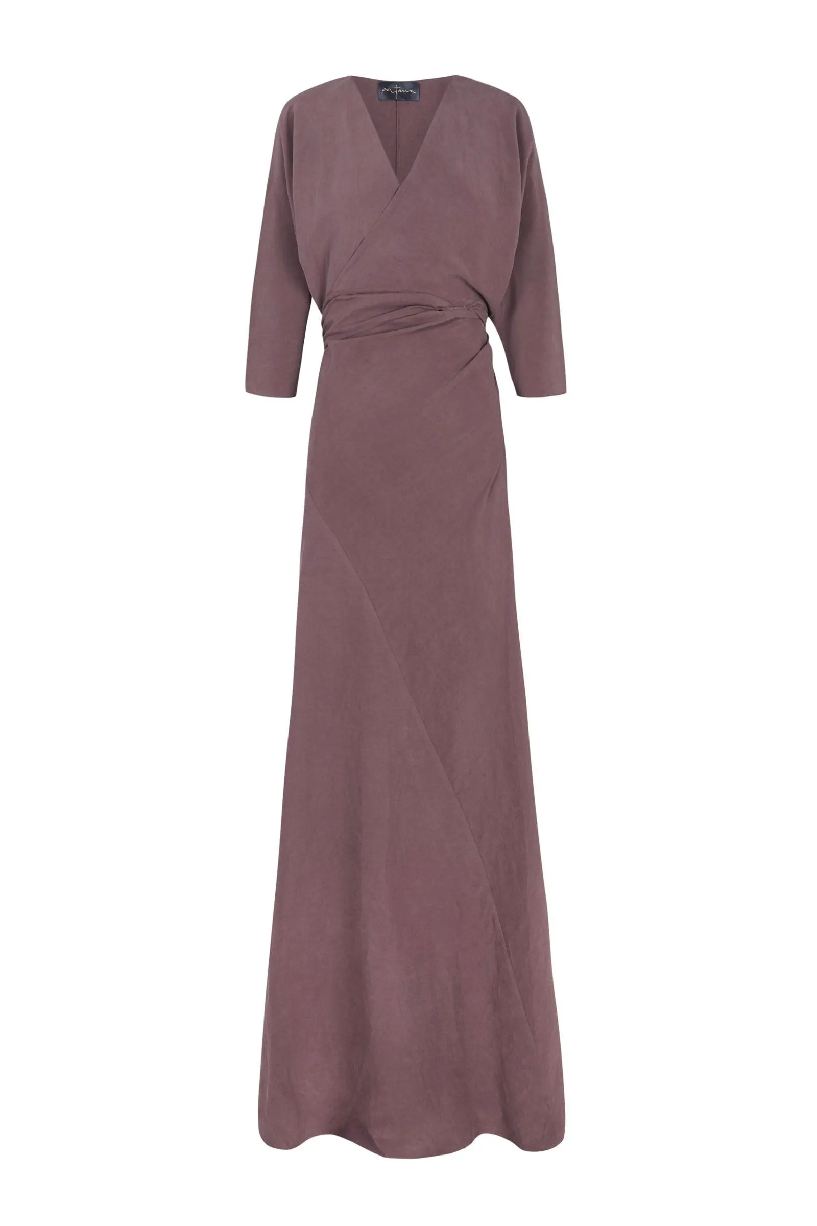 Tanami, vestido largo en lino y seda lila