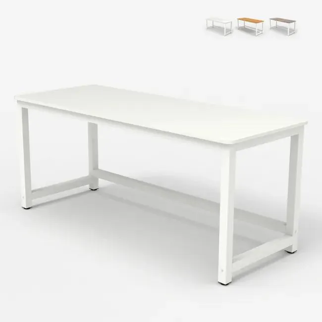Escritorio de oficina design blanco metal rectangular 160x70cm Bridgewhite 160 - Blanco