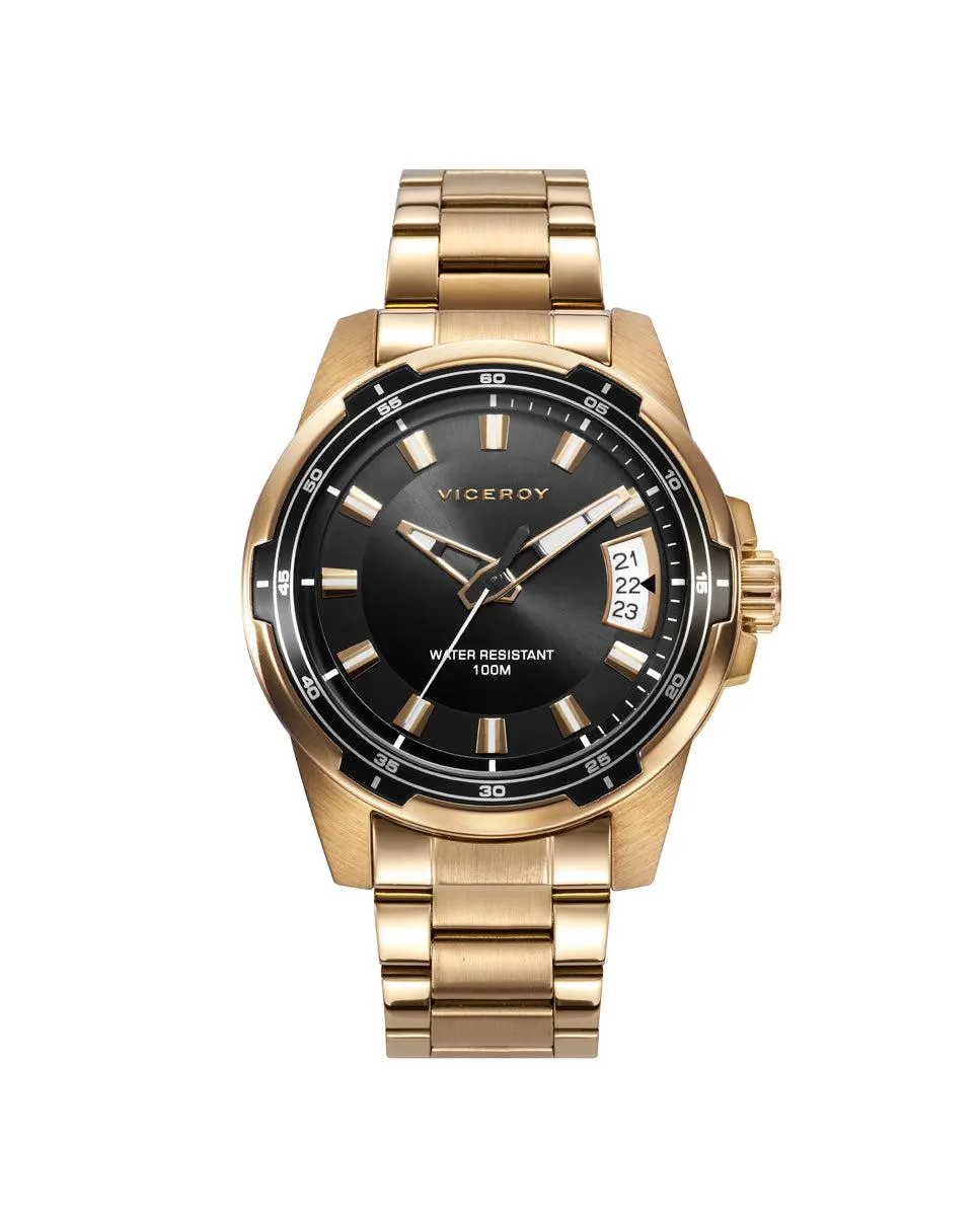 Reloj de hombre Viceroy Heat de acero con calendario y correa en ip dorado