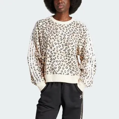 adidas Originals Leopard Luxe Trefoil Crew Sweatshirt