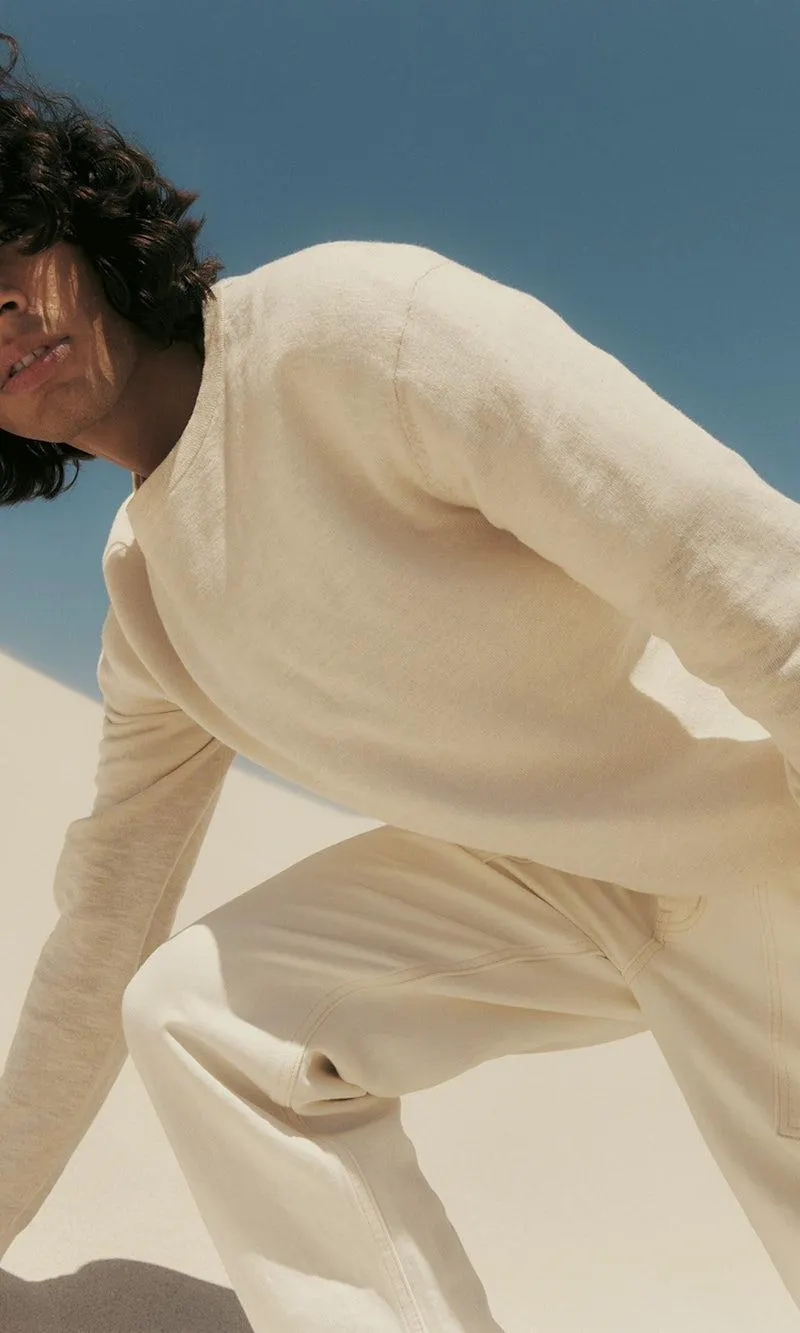 Finstrikket genser i lin og bomull