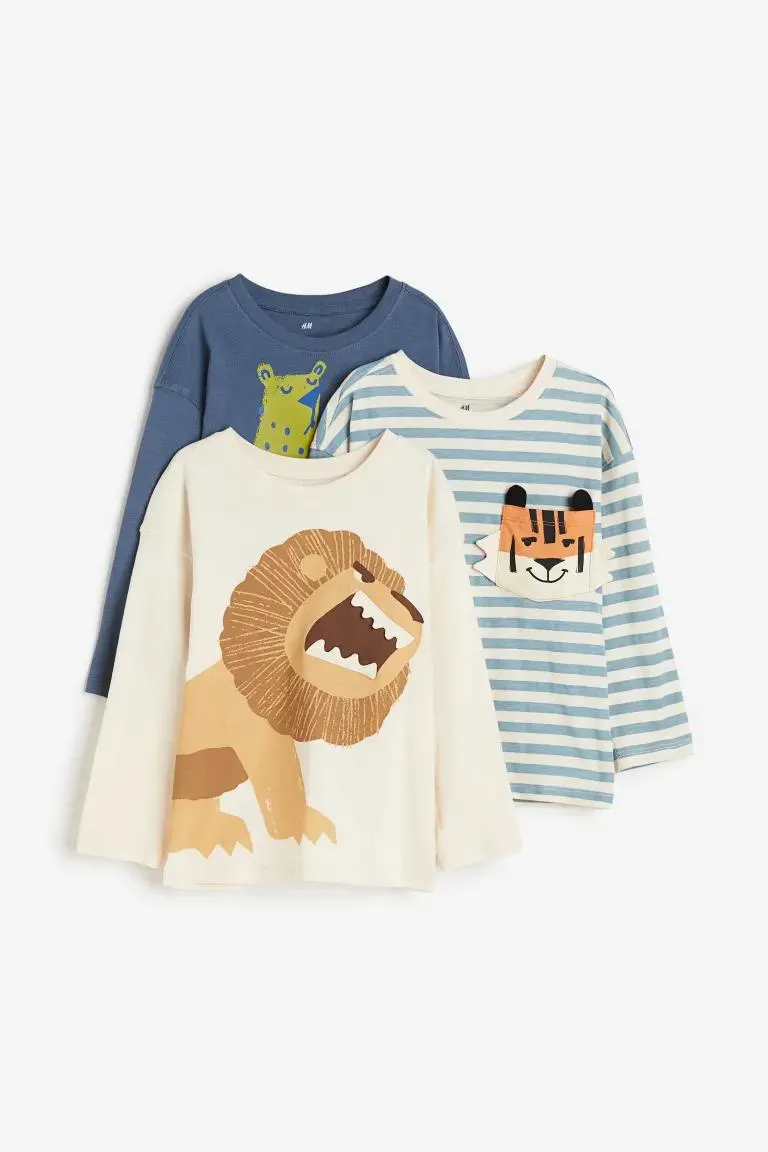 3 kpl kuvallisia puuvillapuseroita