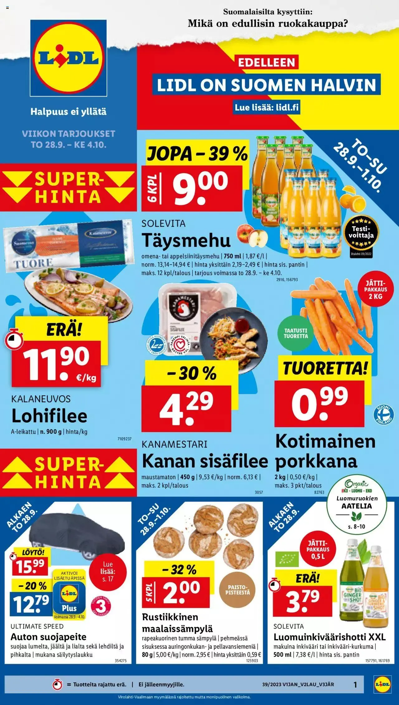 Lidl tarjoukset voimassa alkaen 28. syyskuuta - 4. lokakuuta 2023 - Tarjouslehti sivu 1