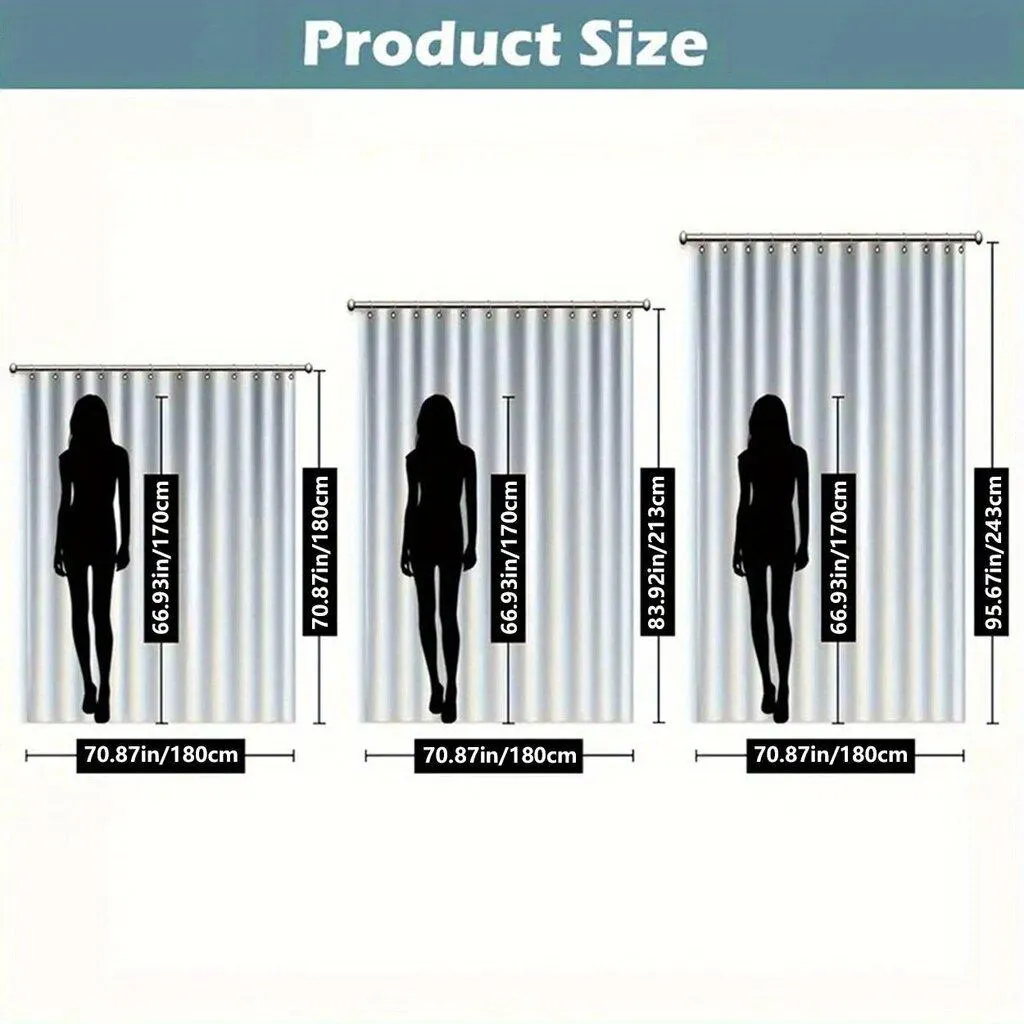 Vedenkestävä Bambu Kylpyhuoneen Ovikangas Pickify, 2PC-180X213cm/71*84in