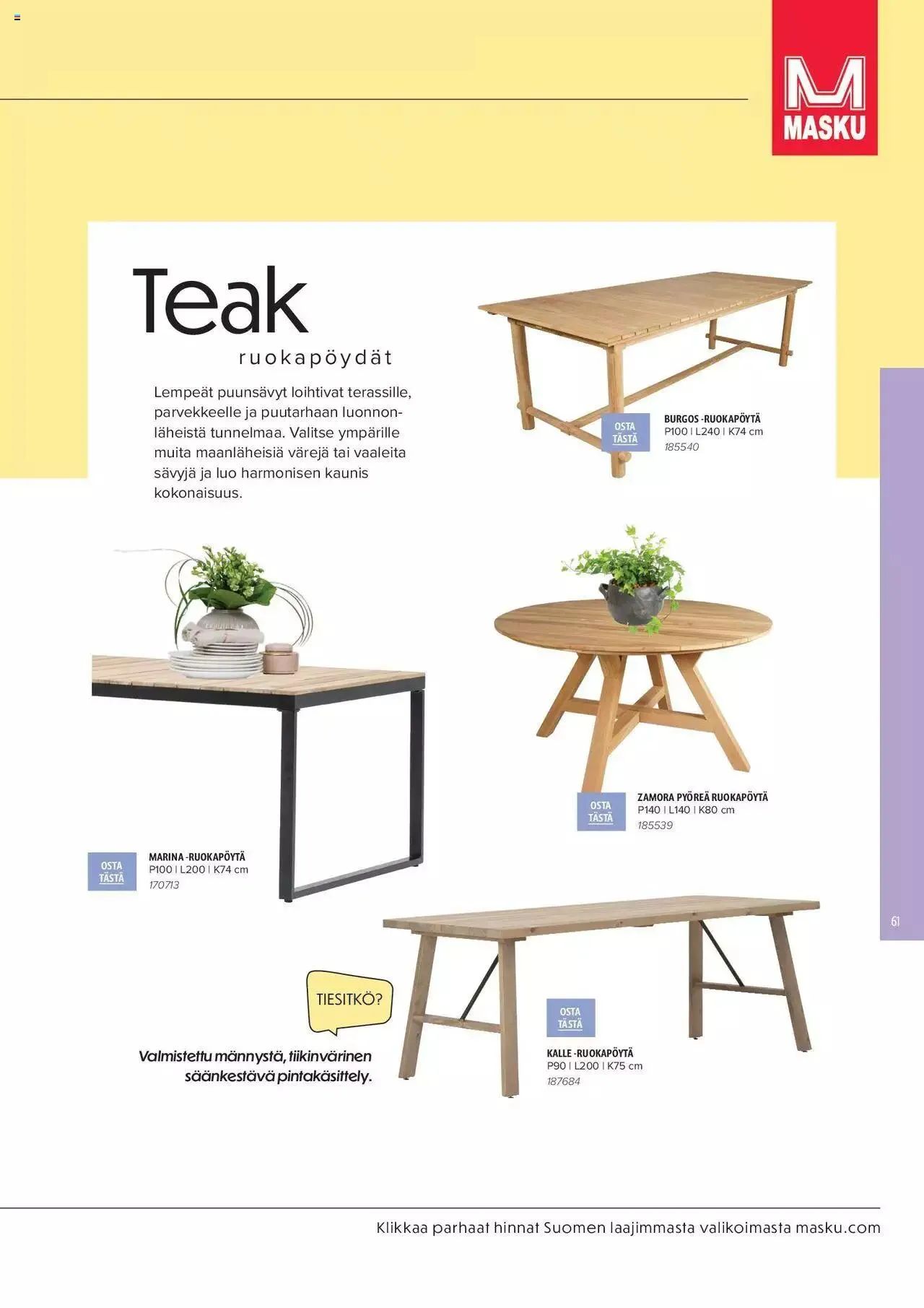 Masku tarjoukset - KESÄ 2024 voimassa alkaen 1. huhtikuuta - 31. joulukuuta 2024 - Tarjouslehti sivu 61