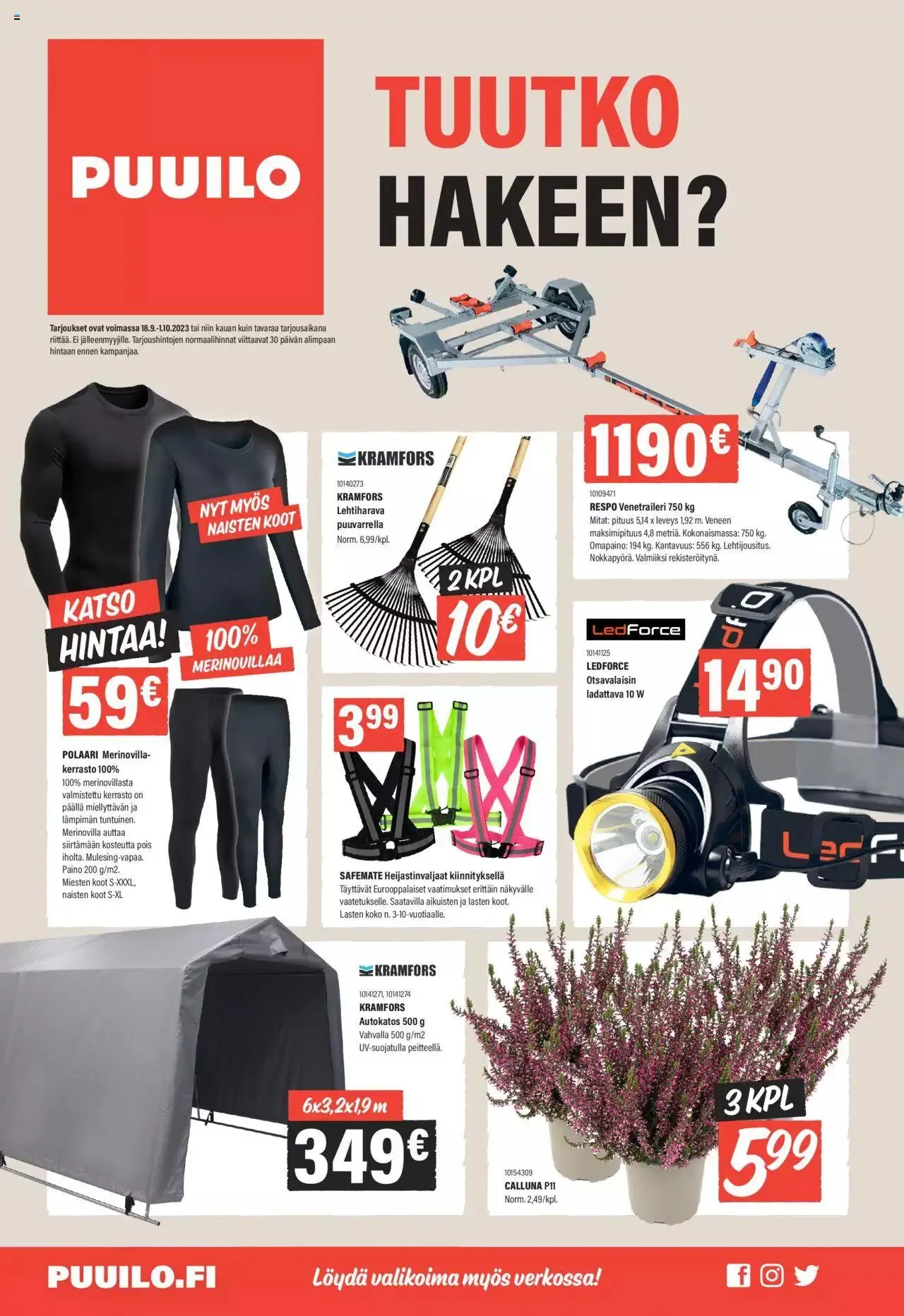 Puuilo tarjoukset voimassa alkaen 18. syyskuuta - 1. lokakuuta 2023 - Tarjouslehti sivu 1