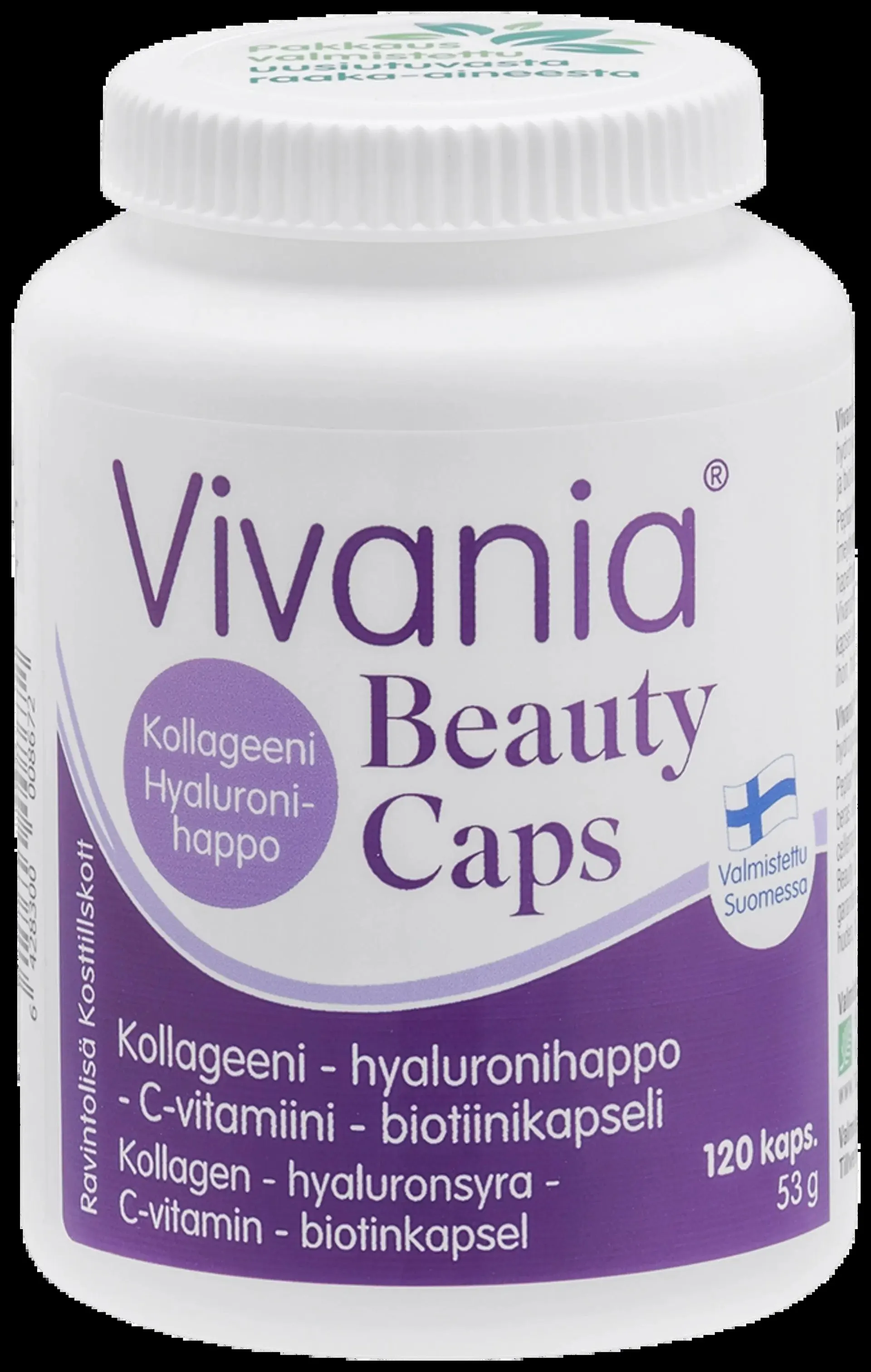 Vivania Beauty Caps Kollageeni – hyaluronihappo - C-vitamiini - biotiinikapseli 120 kaps