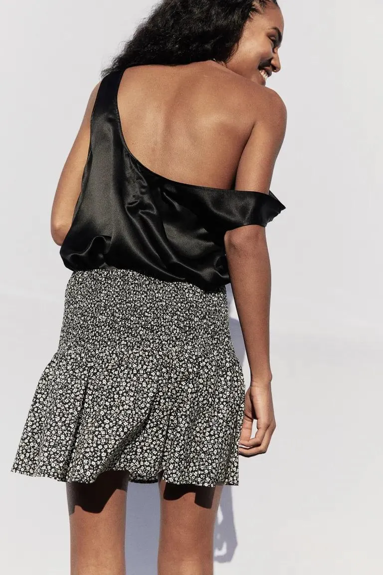 Smocked mini skirt