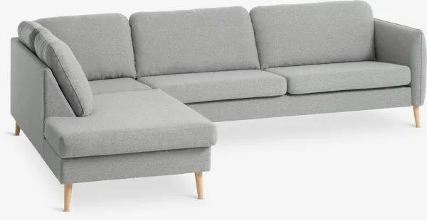 Sohva AARHUS avoin pääty vasen vaaleanharmaa kangas