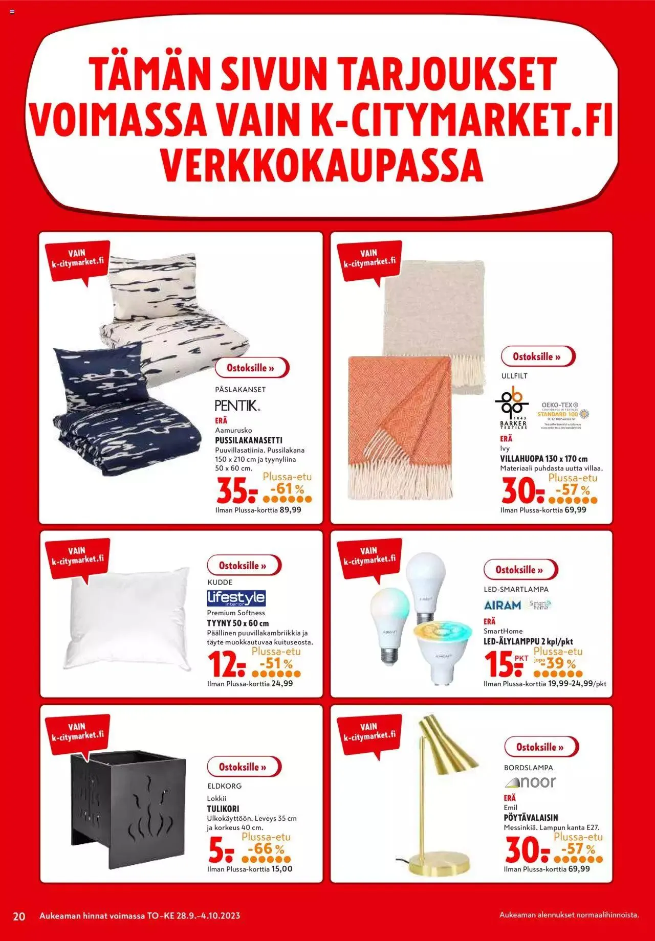 K-Citymarket tarjoukset voimassa alkaen 28. syyskuuta - 1. lokakuuta 2023 - Tarjouslehti sivu 20