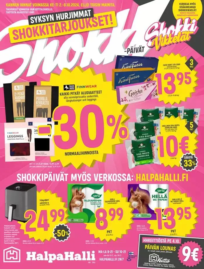 HalpaHalli tarjoukset voimassa alkaen 1. lokakuuta - 15. lokakuuta 2024 - Tarjouslehti sivu 1