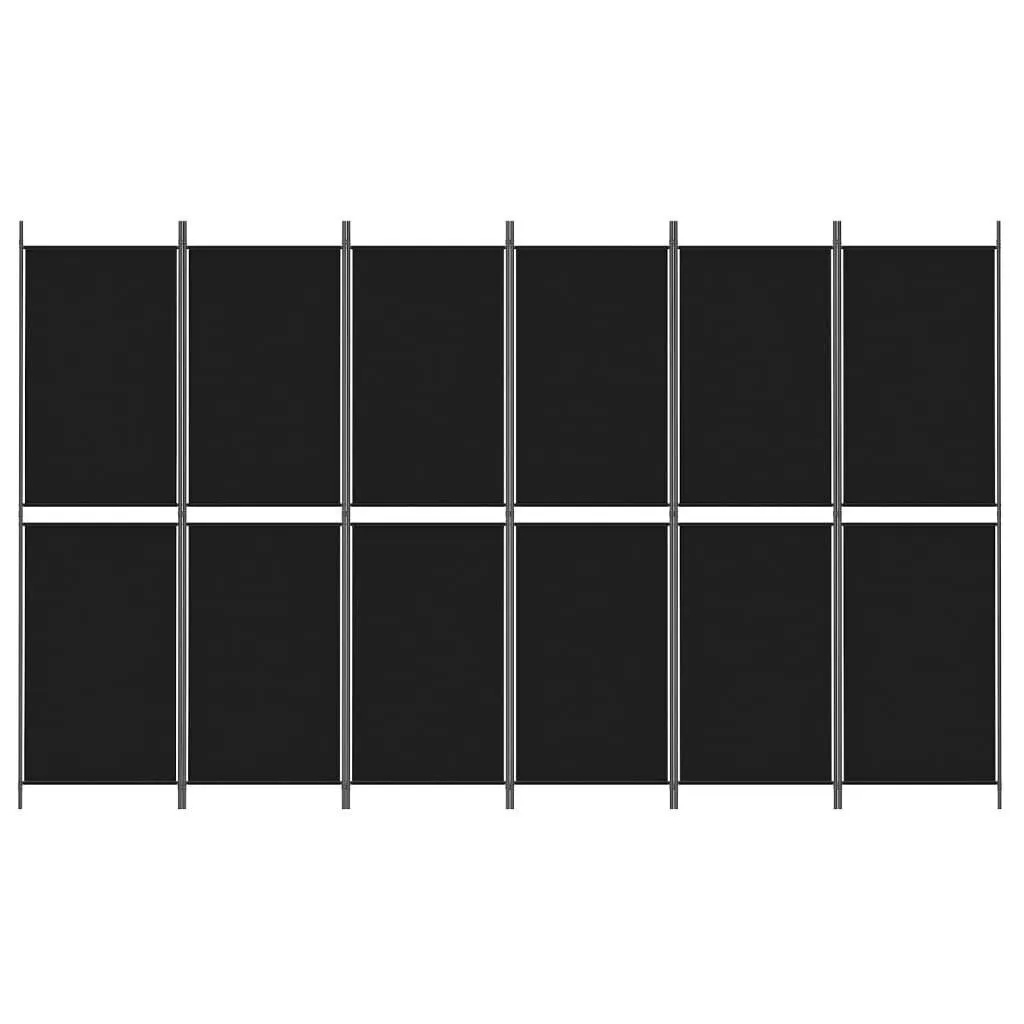vidaXL 6-paneelinen Tilanjakaja musta 300x180 cm kangas