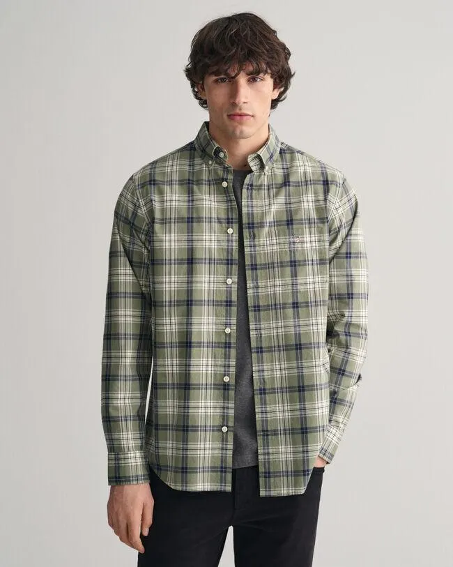 Regular fit ‑mitoitettu ruudullinen popliinipaita