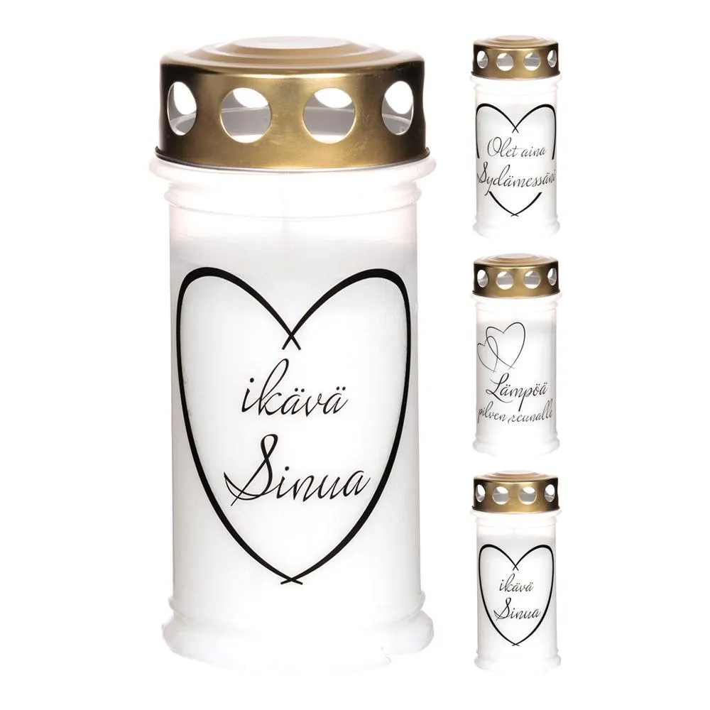 Hautakynttilä tekstillä n.65h