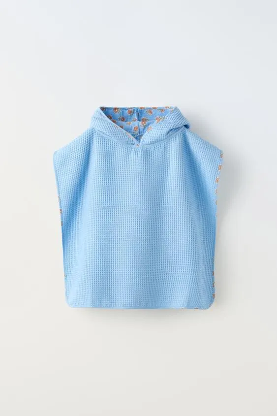 4-5 YEARS/ WAFFLE-TEXTURE PONCHO TOWEL