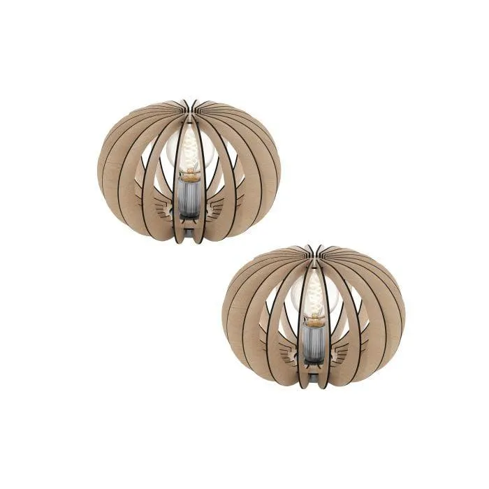 Nippu: 2 kpl Pöytävalaisin Eglo Stellato Puu/Harjattu teräs