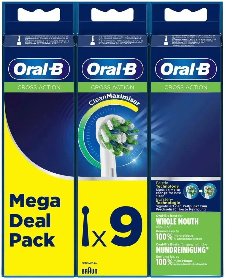 Oral-B CrossAction -Vaihtoharja CleanMaximiser-Tekniikalla, 9 Kpl