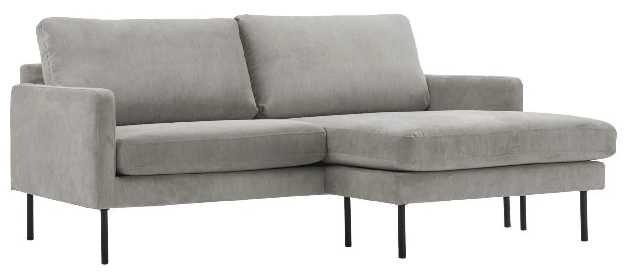 KATA-divaanisohva Orinoco-kangas, Beige, musta metallijalka, oikeakätinen