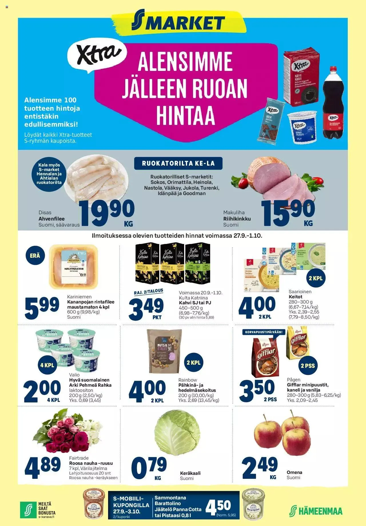 S-market tarjoukset voimassa alkaen 27. syyskuuta - 1. lokakuuta 2023 - Tarjouslehti sivu 1