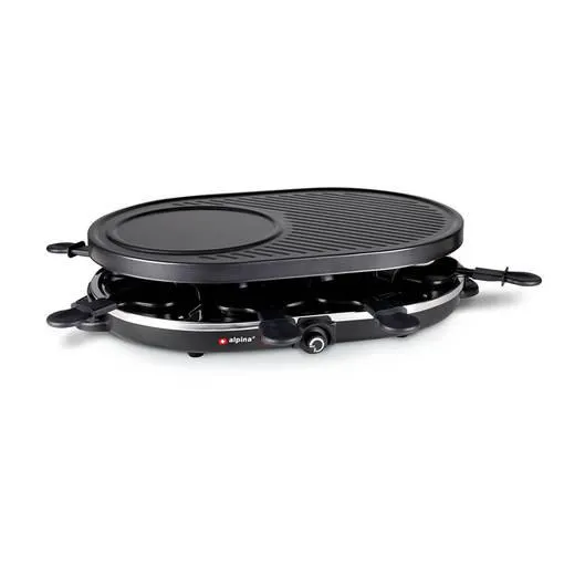 ALPINA RACLETTE GRILLI GOURMET PYÖREÄ 8 HENKILÖLLE MUSTA 60530