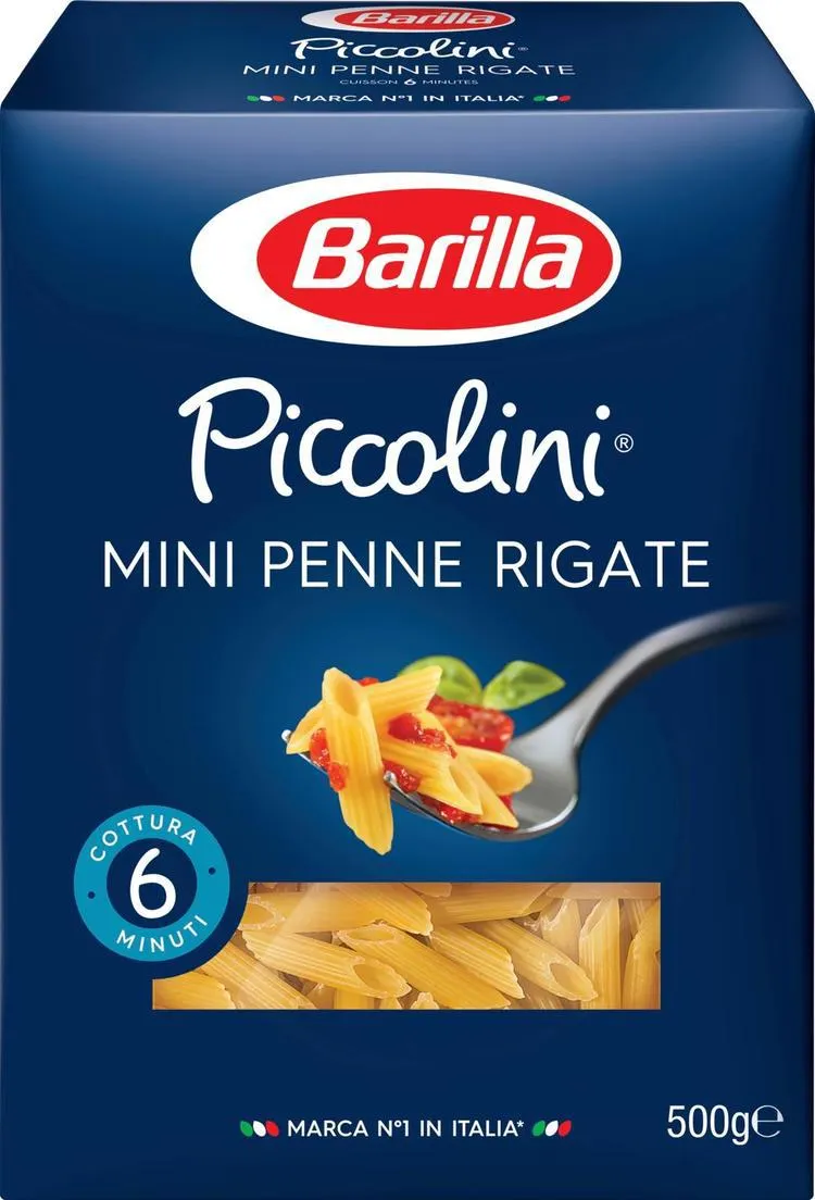 Barilla Piccolini Mini Penne Rigate durumvehnästä valmistettu pasta 500g